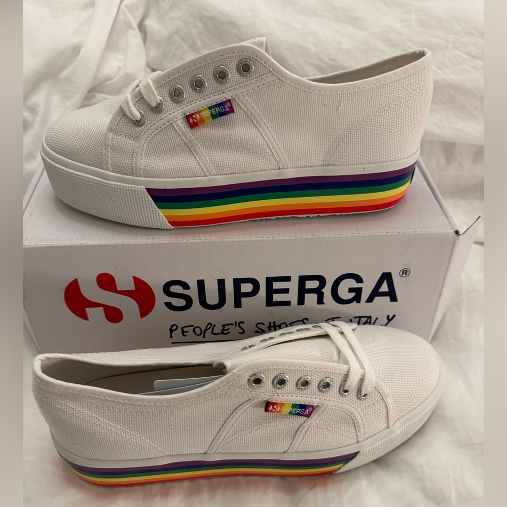 NWB!!Superga Rainbow PRIDE Sneakers with Platform Sole